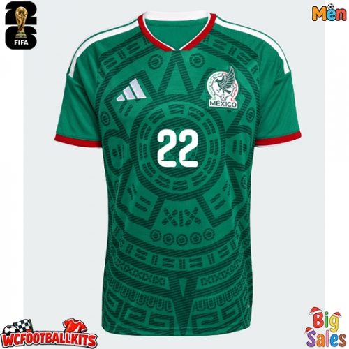 Mexico Hirving Lozano #22 Replica Home Stadium Shirt World Cup 2026 Short Sleeve